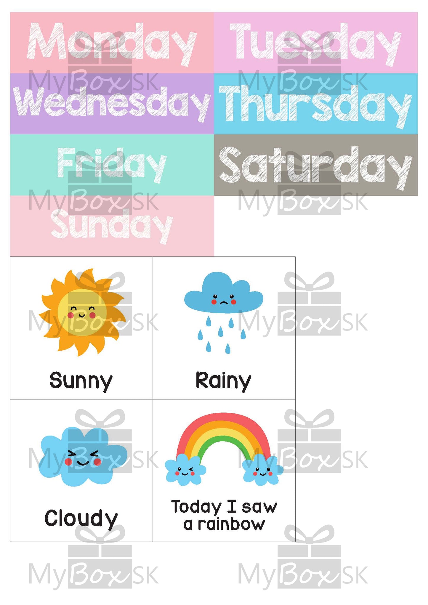 Alphabet Title and Weather Chart-Pastel